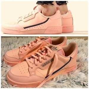 NWOB, Adidas Women’s Peach Leather Court Sneakers, Size 9.5